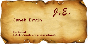 Janek Ervin névjegykártya