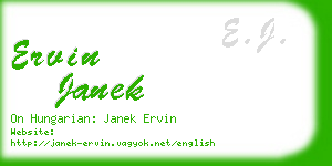 ervin janek business card